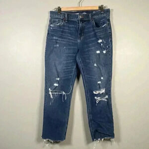 Old Navy Jeans Womens Size 6 MidRise Boyfriend Ankle Cutoff Distressed Denim